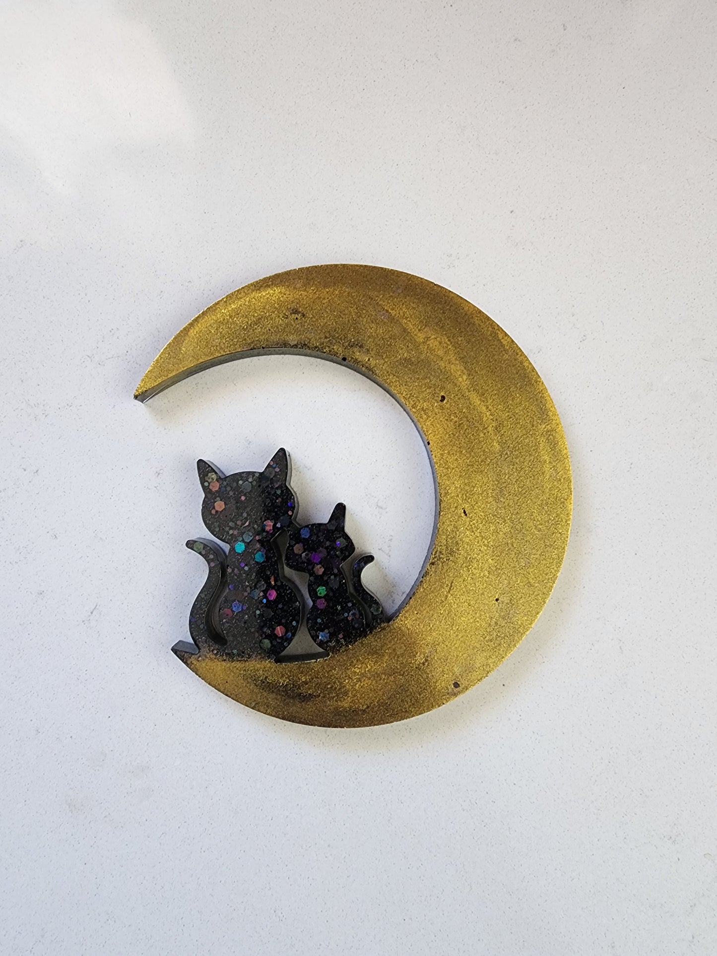 Double Cats on Crescent Moon